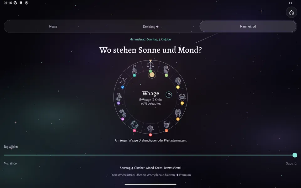 Horoscope: sky wheel with sun and moon